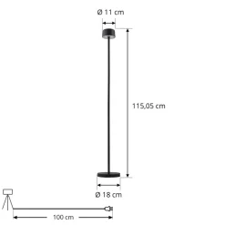 Lindby LED-gulvlampe Isason, sort, aluminium, Ø 11 cm