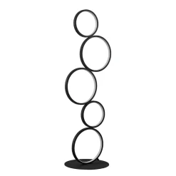 Lindby LED-gulvlampe Jacek, sort, metal, 110 cm, ringe