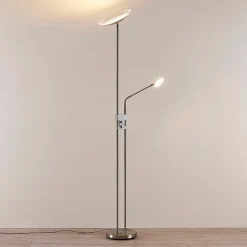 LED-gulvlampe Jonne, rund, læsearm, dæmpbar, 180 cm^Lindby New