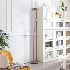 LED-gulvlampe Josefin, nikkel, læselampe, dæmpbar^Lindby Clearance