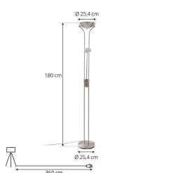 LED-gulvlampe Josefin, nikkel, læselampe, dæmpbar^Lindby Clearance