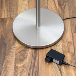 Lindby LED-gulvlampe Malea, nikkelfarvet, dæmpbar, 180 cm