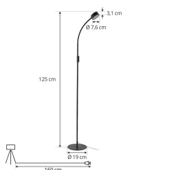 Lindby LED-gulvlampe Maori, 140 cm, sort, CCT, dæmpbar