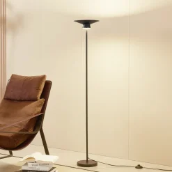 Lindby LED-gulvlampe Norvind, sort, metal, 1 lyskilde