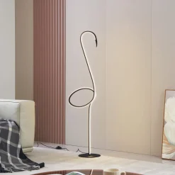 Lindby LED-gulvlampe Pajaro, 130 cm, sort, CCT, dæmpbar