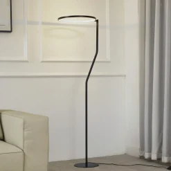 LED-gulvlampe Rayon, sort, metal, højde 150,3 cm^Lindby Hot