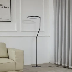 LED-gulvlampe Rayon, sort, metal, højde 150,3 cm^Lindby Hot