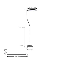 LED-gulvlampe Rayon, sort, metal, højde 150,3 cm^Lindby Hot