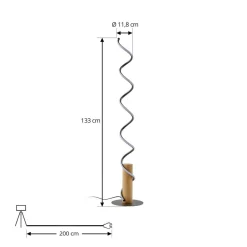 LED-gulvlampe Spiraali, grå, træ, højde 133 cm^Lindby Hot