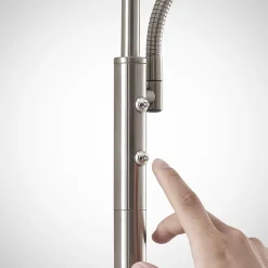 Lindby LED-gulvlampe Sumani, kantet, nikkel, højde 180 cm