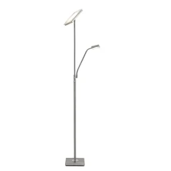 Lindby LED-gulvlampe Sumani, kantet, nikkel, højde 180 cm