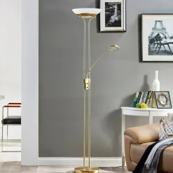 Lindby Gulvlamper|Gulvlamper>LED-gulvlampe Yveta, messing, metal, dæmpbar, 183 cm