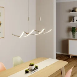 LED-hængelampe Auron, nikkelfarvet, metal, dæmpbar^Lindby Online