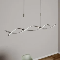 LED-hængelampe Auron, nikkelfarvet, metal, dæmpbar^Lindby Online