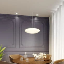 LED-hængelampe Gunda, hvid, glas, Ø 47 cm, dæmpbar^Lindby Hot