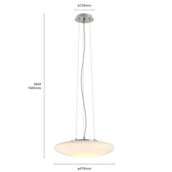 LED-hængelampe Gunda, hvid, glas, Ø 47 cm, dæmpbar^Lindby Hot