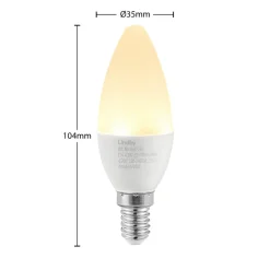 Lindby LED-kertepære, E14, C35, 4,5W, opal, 3000K, sæt med 3 stk