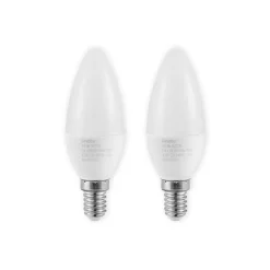 Lindby Led Pærer>LED-kertepære, E14, C35, 4,5W, opal, 3000K, sæt med 2 stk