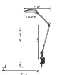LED-klemlampe Nyxaris, grå, metal, CCT, 52 cm^Lindby Best