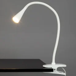 Lindby LED-klemmelampe Baris, hvid, højde 44 cm, 3000K