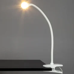 Lindby LED-klemmelampe Baris, hvid, højde 44 cm, 3000K