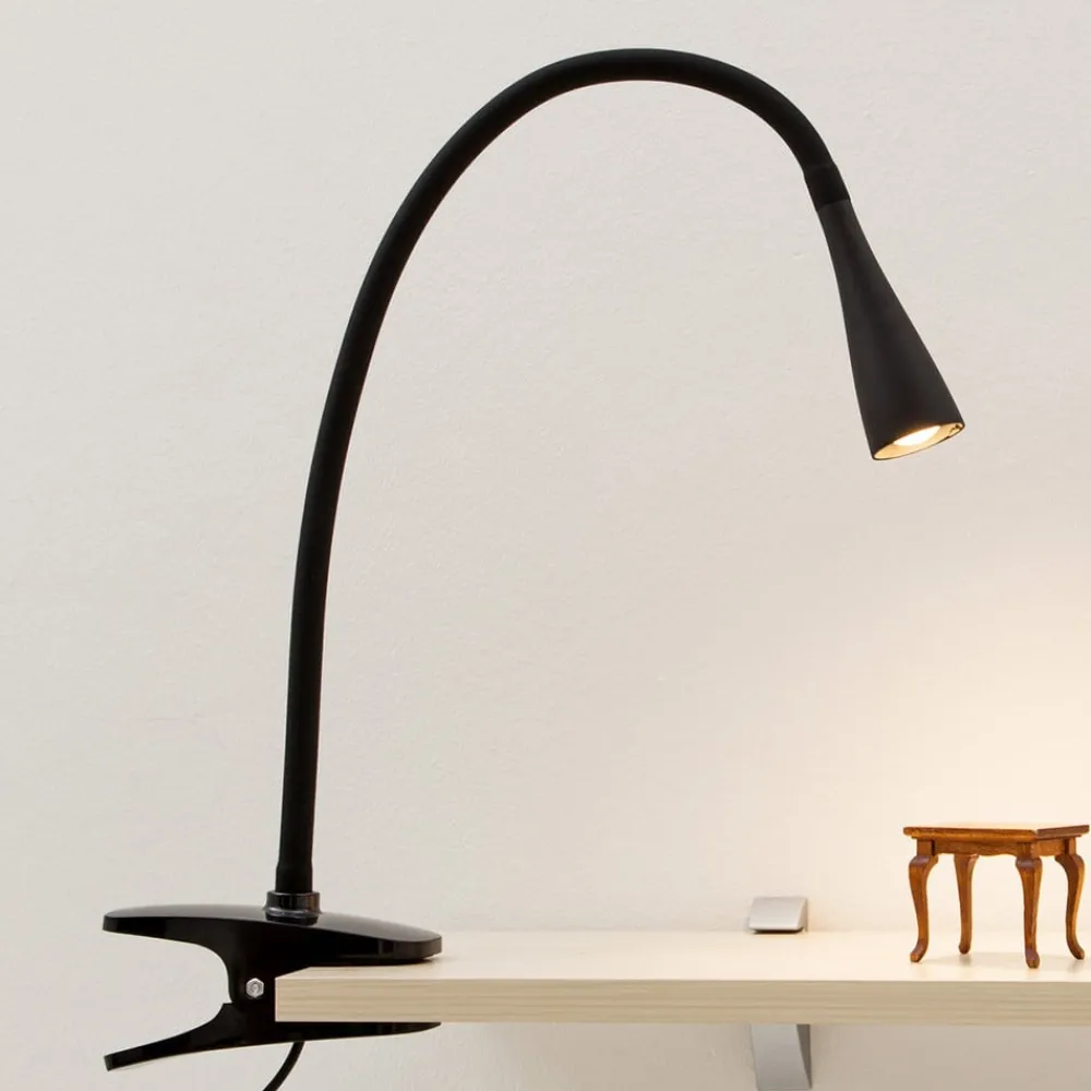 LED-klemmelampe Baris, højde 44 cm, sort, 3000K^Lindby New