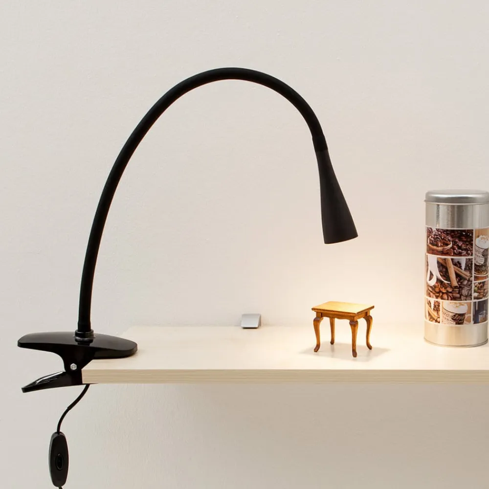 LED-klemmelampe Baris, højde 44 cm, sort, 3000K^Lindby New