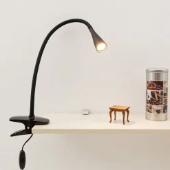 LED-klemmelampe Baris, højde 44 cm, sort, 3000K^Lindby New