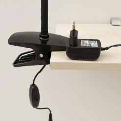 LED-klemmelampe Baris, højde 44 cm, sort, 3000K^Lindby New