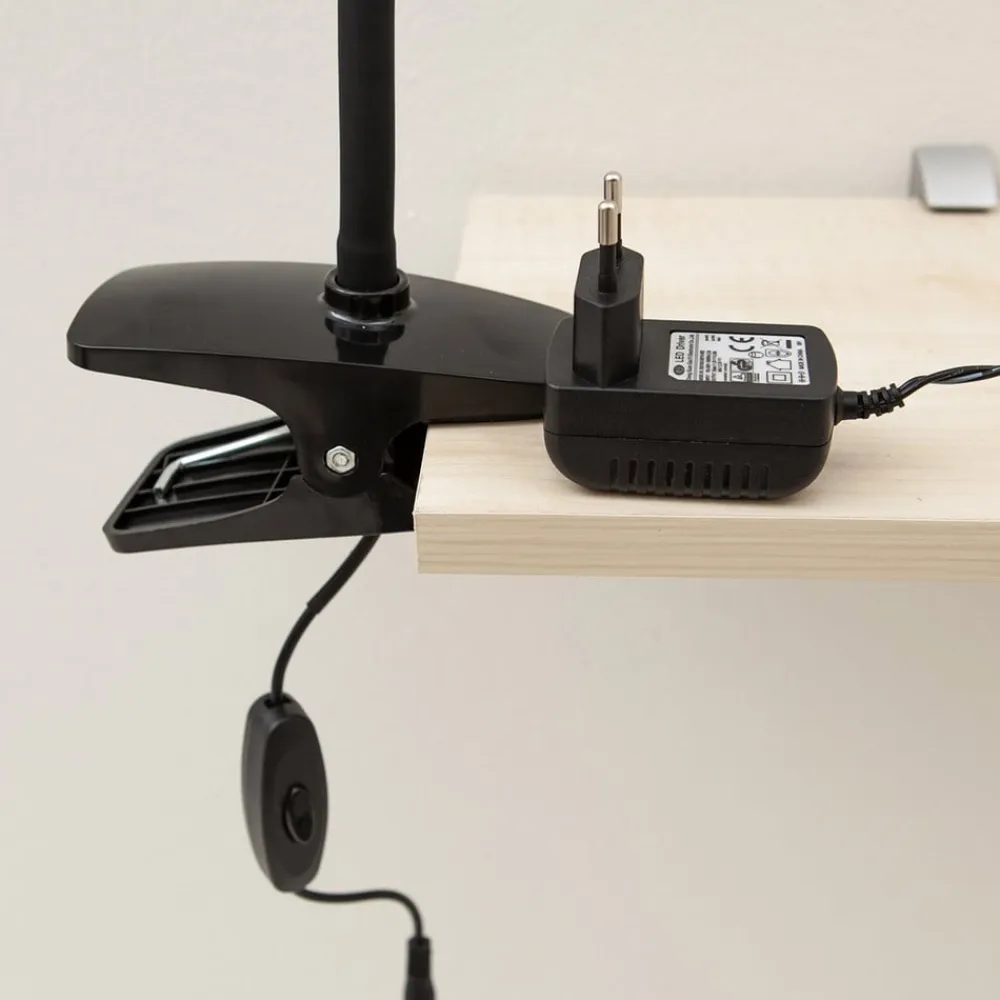 LED-klemmelampe Baris, højde 44 cm, sort, 3000K^Lindby New