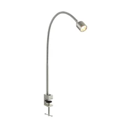 Lindby LED-klemmelampe Hanilo, højde 80 cm, nikkel, metal