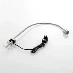 Lindby LED-klemmelampe Hanilo, højde 80 cm, nikkel, metal