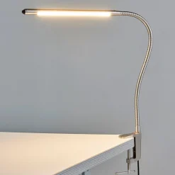 Lindby LED-klemmelampe Lionard, 53 cm, mat nikkel, metal