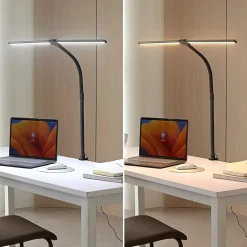 LED-klemmelampe Nilay, højde 97,5 cm, CCT, hjemmekontor^Lindby Sale