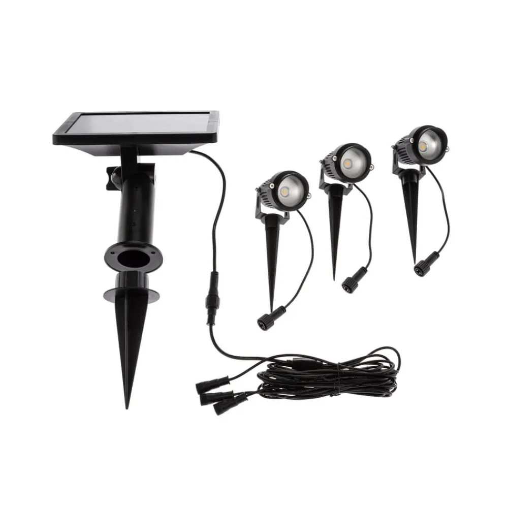 LED-lampe med jordspyd Malida, sæt med 3, sort^Lindby Discount