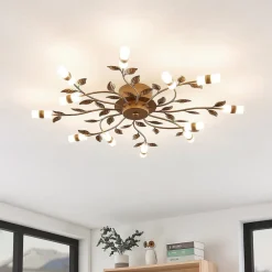 LED-loftlampe Bentas, bronze, metal, Ø 80 cm^Lindby Discount