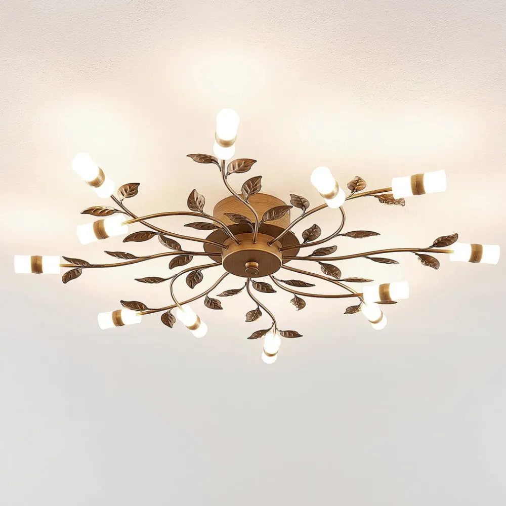 LED-loftlampe Bentas, bronze, metal, Ø 80 cm^Lindby Discount