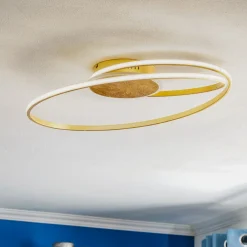 LED-loftlampe Dorle, Ø 60 cm, guld, aluminium^Lindby Sale