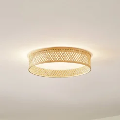 Lindby Loftlamper|Loftlamper>LED-loftlampe Eilif, bambus, Ø 40 cm