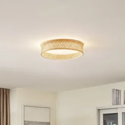 Lindby Loftlamper|Loftlamper>LED-loftlampe Eilif, bambus, Ø 40 cm