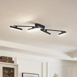 Lindby Spotlights>LED-loftlampe Eldrin, 4 lyskilder, sort, lysliste