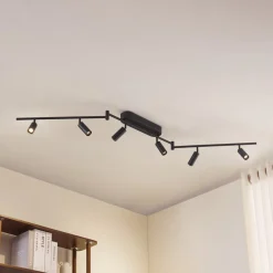 LED-loftlampe Eldrin, 6 lyskilder, spots, sort^Lindby New