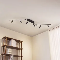 LED-loftlampe Eldrin, 6 lyskilder, spots, sort^Lindby New