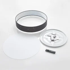 LED-loftlampe Ellamina, Ø 60 cm, antracit, tekstil^Lindby Sale