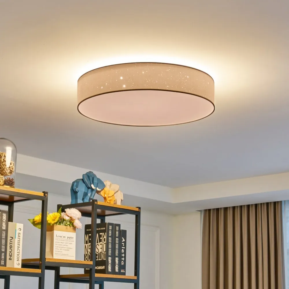 LED-loftlampe Ellamina, Ø 60 cm, hvid, tekstil^Lindby Outlet