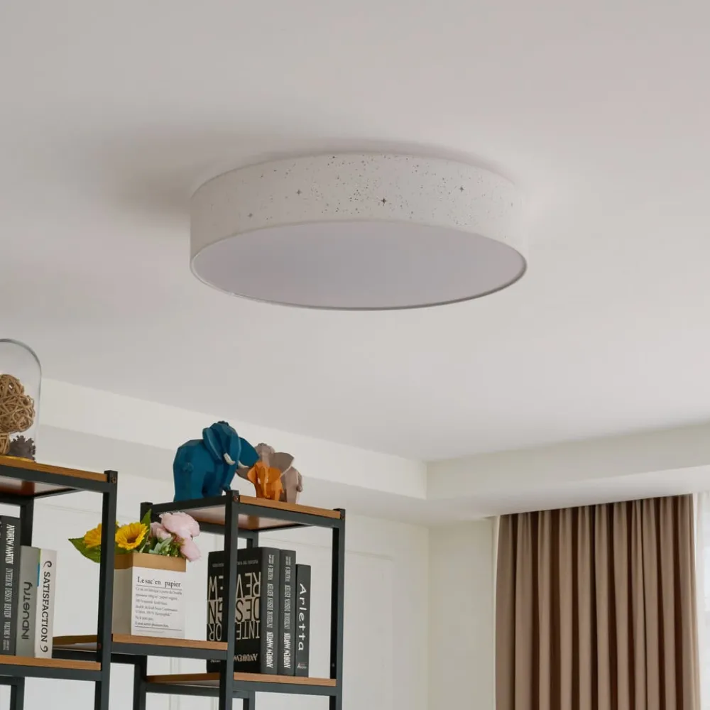 LED-loftlampe Ellamina, Ø 60 cm, hvid, tekstil^Lindby Outlet