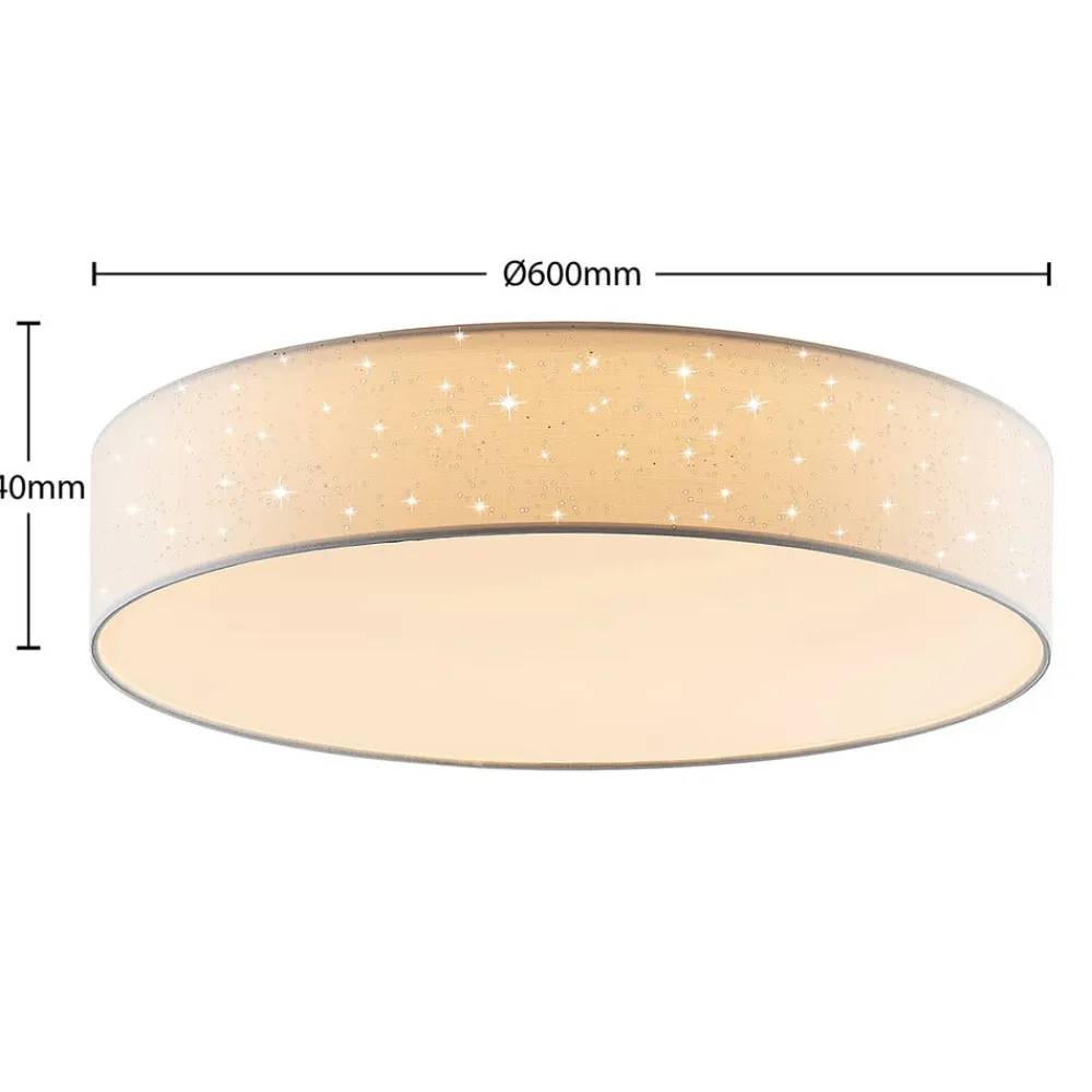 LED-loftlampe Ellamina, Ø 60 cm, hvid, tekstil^Lindby Outlet