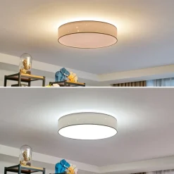 LED-loftlampe Ellamina, Ø 60 cm, hvid, tekstil^Lindby Outlet