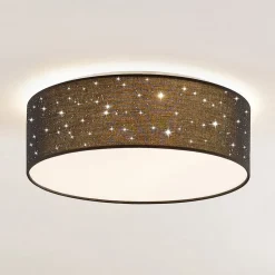 Lindby Loftlamper|Pendellamper>LED-loftlampe Ellamina, 40 cm, sort, tekstil