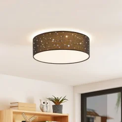 Lindby Loftlamper|Pendellamper>LED-loftlampe Ellamina, 40 cm, sort, tekstil